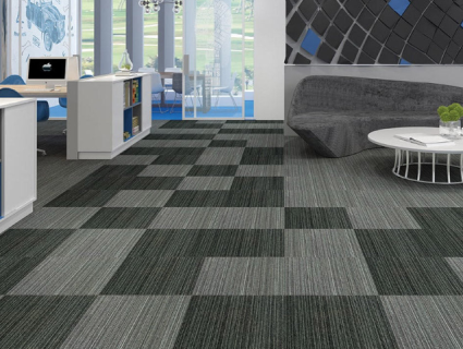 Grey carpet tiles in an office